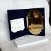 Invitation Card With Dark Blue Velvet Holder Gold Mirror Acrylic